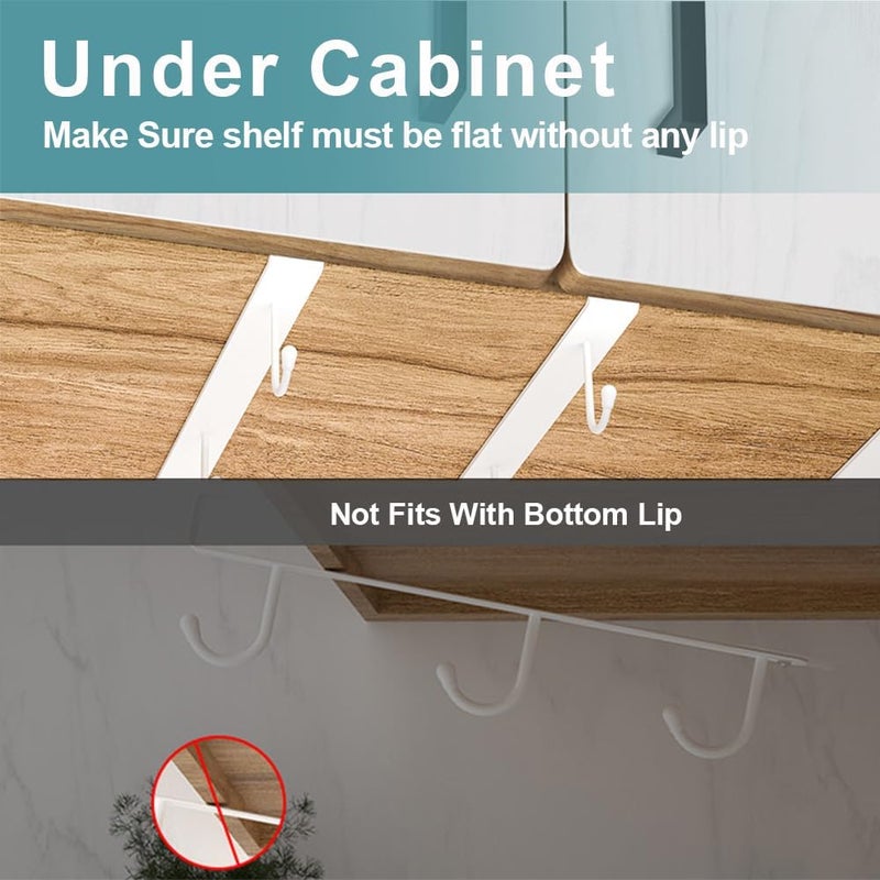 ECROCY Mug Hooks for Cabinet, Clip-On Shelf and Only Fits Flat Cabinet Without Any Lip, 3pcs Mug Holder No Drilling Free Damage - Image 4